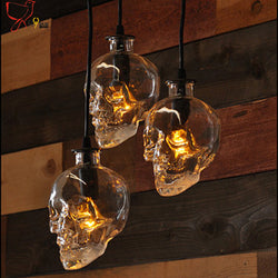 Retro Skull Clear Glass Pendant Light Fixture Creative Droplight